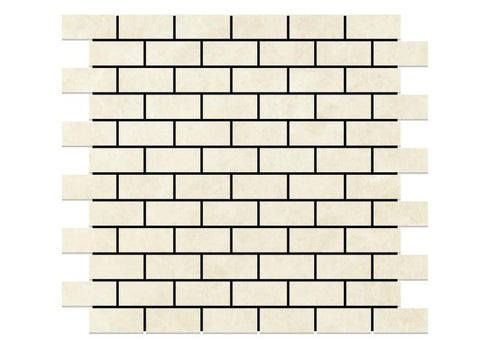 Noble White Cream Tumbled Brick Mosaic Tile 1×2"
