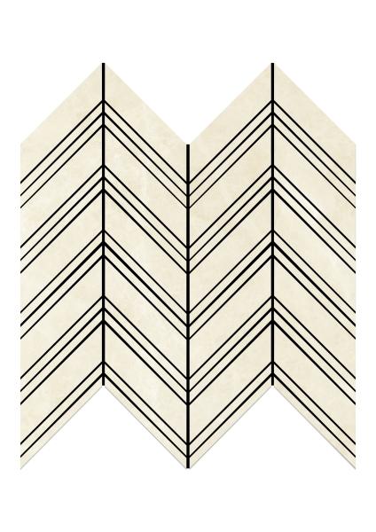 Noble White Cream Chevron Mosaic Tile - Large