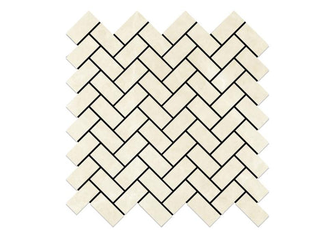 Noble White Cream Mini Herringbone Mosaic Tile 5/8x1 1/4"