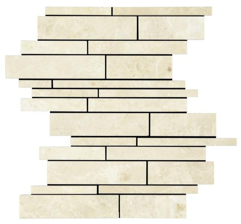 Noble White Cream Random Strips Mosaic Tile