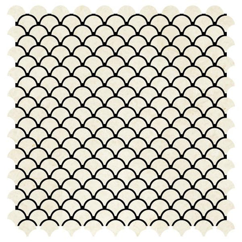 Noble White Cream Fish Scale Mosaic Tile