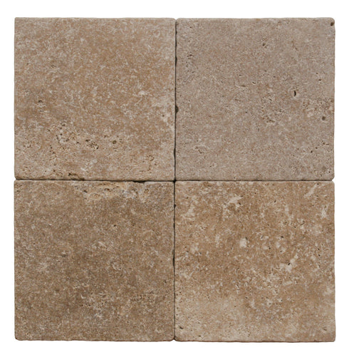 Noce Travertine Tumbled Exterior Pool Paver 6X6" 1 1/4"