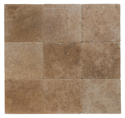 Noce Travertine Tumbled Exterior Pool Paver 12x12" 1 1/4"