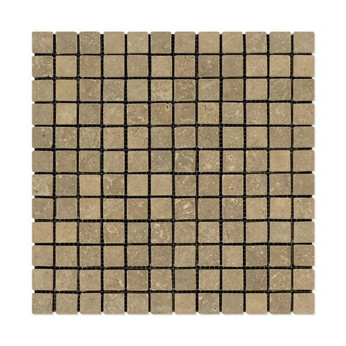 Noce Travertine Tumbled Mosaic Tile 1x1