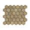 Noce Travertine Tumbled Hexagon Mosaic Tile 2x2"