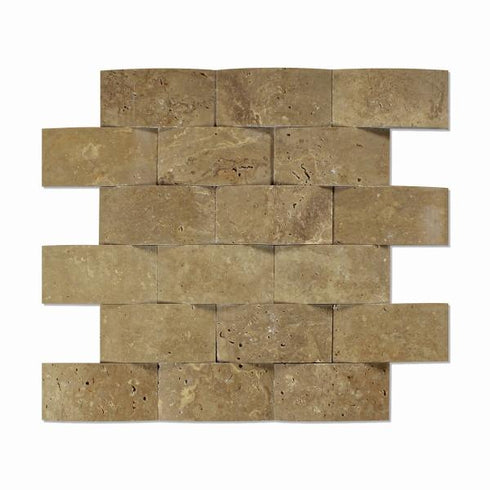 Noce Travertine Round Brick Mosaic Tile 2x4"
