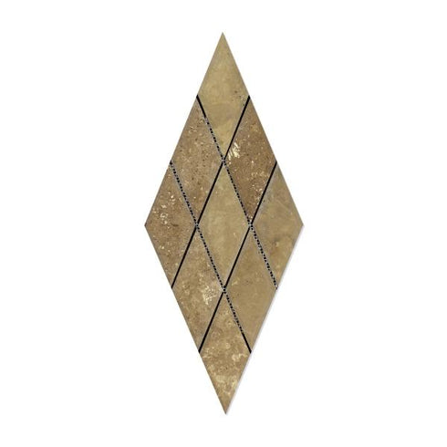 Noce Travertine Honed Beveled Diamond Mosaic Tile