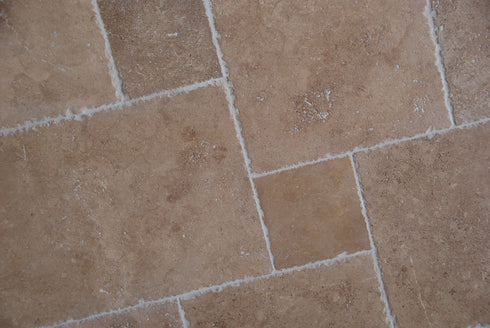 Noce Travertine Brushed & Chiseled Versailles Floor Tile