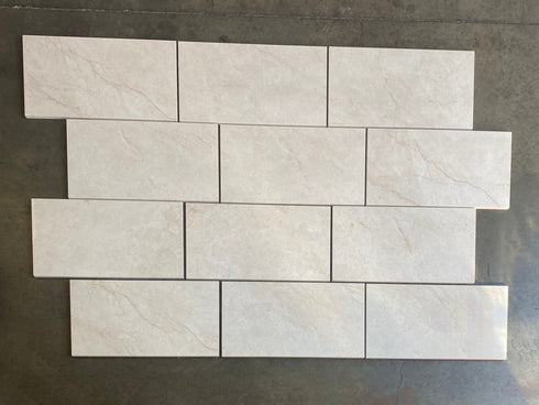 Noble White Cream Polished Wall and Floor Tile 18x36"