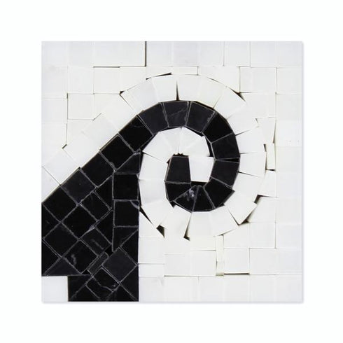 Oriental White Wave w/Black Border Corner