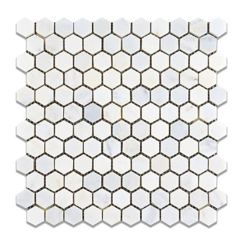 Oriental White Hexagon Mosaic Tile 1x1"