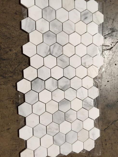Oriental White Hexagon Mosaic Tile 2x2"