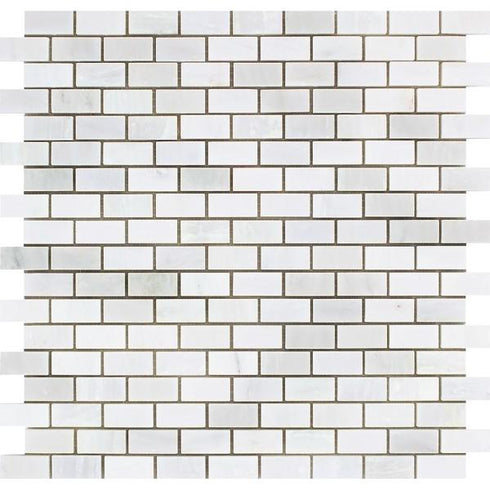 Oriental White Baby Brick Mosaic Tile 5/8x1 1/4"
