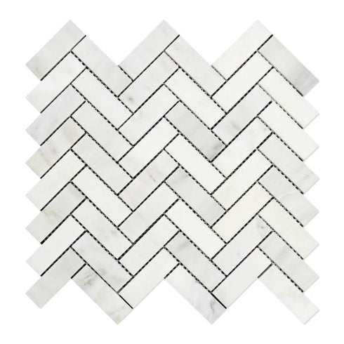 Oriental White Herringbone Mosaic Tile 1x3"