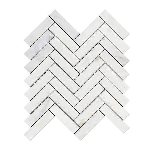 Oriental White Herringbone Mosaic Tile 1x4"
