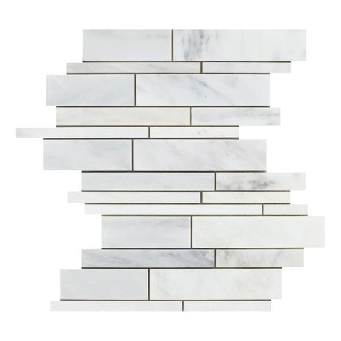 Oriental White Manhattan Random Strip Mosaic Tile