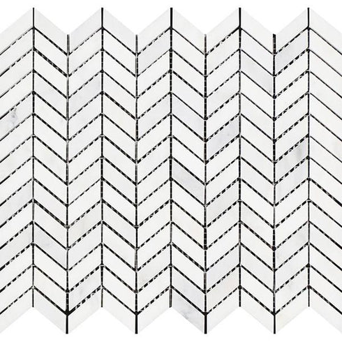 Oriental White Mini Chevron Mosaic Tile