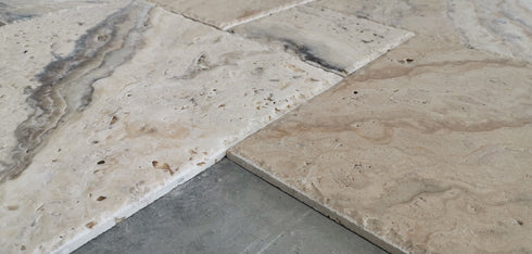 Philadelphia Travertine Brushed & Chiseled Versailles Floor Tile