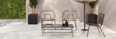 Crossover White Textured Stone Wall and Floor Tile 24"x48"