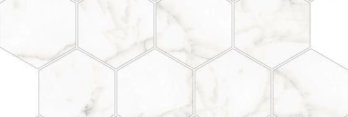 Porcelain Mosaic Core (Hexagon) White Polished Backsplash Tile 3"x3"