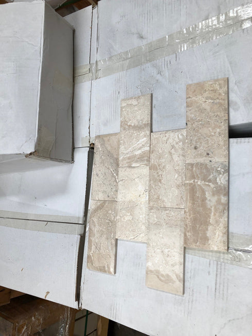 Queen Beige Polished Deep Beveled Wall Tile 3x6"