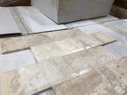 Queen Beige Polished Deep Beveled Wall Tile 3x6"