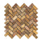 Scabos Travertine Tumbled Herringbone Mosaic Tile 1x2"