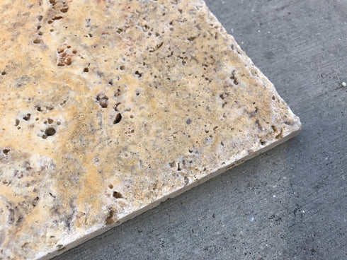 Scabos Travertine Brushed & Chiseled Floor Tile 18x18"