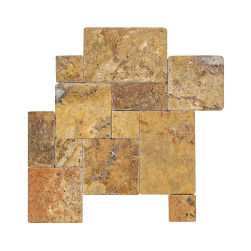 Scabos Travertine Tumbled Versailles Floor Tile