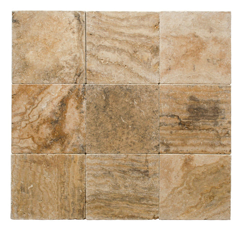 Scabos Travertine Tumbled Exterior Pool Paver 12X12" 1 1/4"