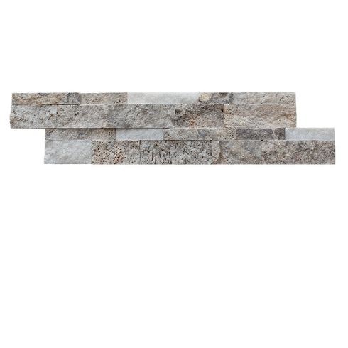 Silver Travertine/Marble Split Faced Ledger Wall Tile 6x24"