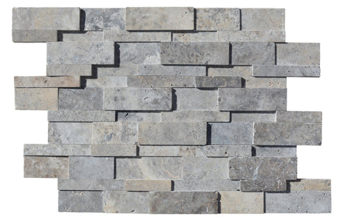 Silver Travertine Split Faced Honed Ledger Wall Tile 6x24"