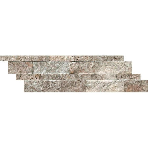 Silver Travertine Split Faced Ledger Wall Tile 7x20"