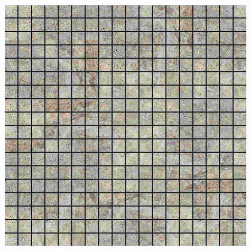 Silver Travertine Tumbled Square Mosaic Tile 5/8x5/8"