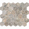Silver Travertine Tumbled Hexagon Mosaic Tile 2x2"
