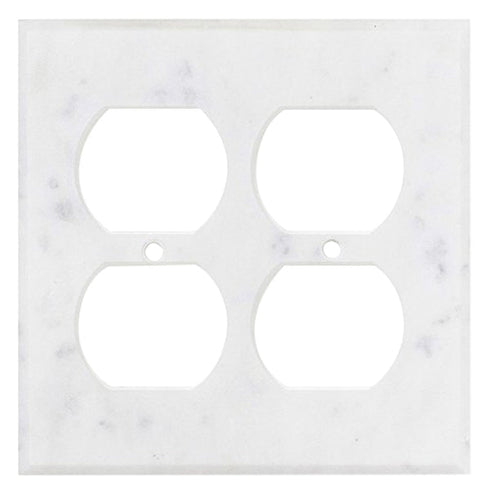 Carrara White Marble 4 1/2 x 4 1/2 Switch Plate 2-DUPLEX Wall Cover