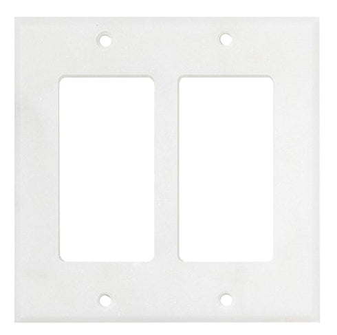 Carrara White Marble 4 1/2 x 4 1/2 Switch Plate 2-ROCKER Wall Cover