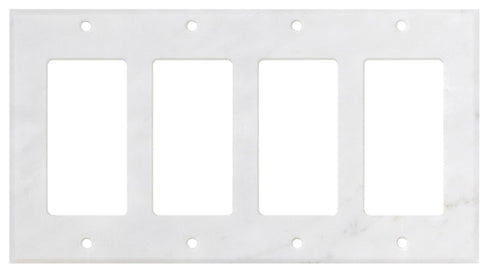 Carrara White Marble 4 1/2 x 8 1/4 Switch Plate 4-ROCKER Wall Cover