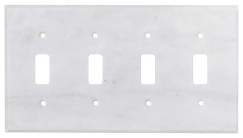 Carrara White Marble 4 1/2 x 8 1/4 Switch Plate 4-TOGGLE Wall Cover