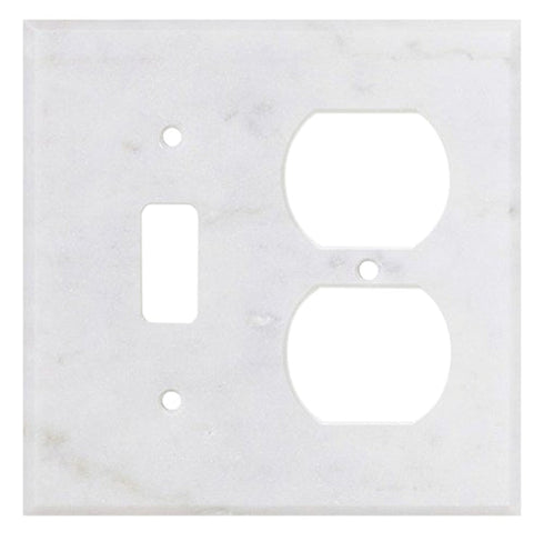 Carrara White Marble 4 1/2 x 4 1/2 Switch Plate TOGGLE - DUPLEX Wall Cover