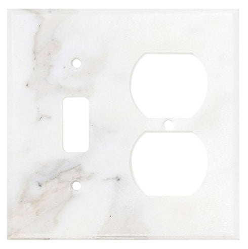 Calacatta Gold Marble 4 1/2 x 4 1/2 Switch Plate ROCKER - DUPLEX Wall Cover