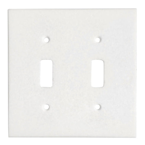 Thassos White Marble 4 1/2 x 4 1/2 Switch Plate 2-TOGGLE Wall Cover