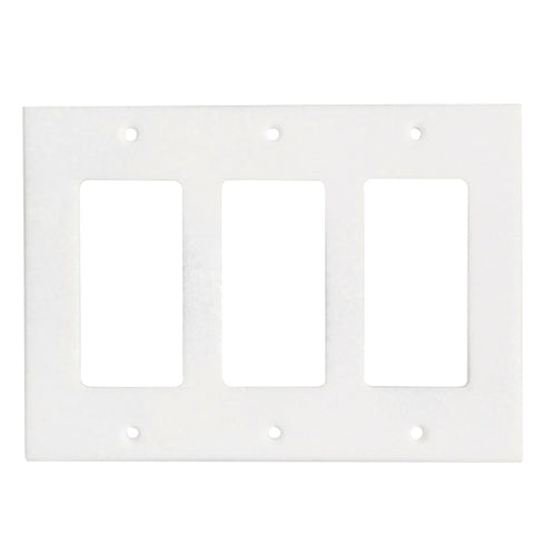 Thassos White Marble 4 1/2 x 6 1/3 Switch Plate 3-ROCKER Wall Cover