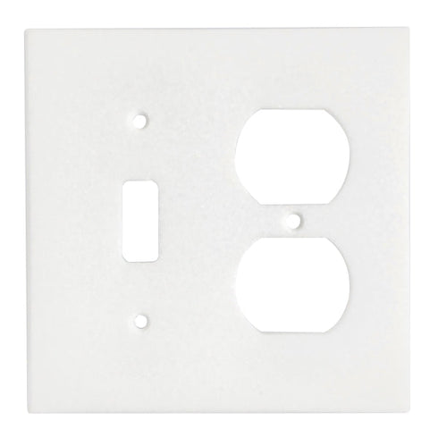 Thassos White Marble 4 1/2 x 4 1/2 Switch Plate TOGGLE - DUPLEX Wall Cover