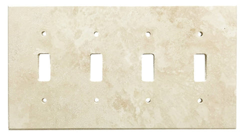 Ivory / Light Travertine Switch Plate 4 1/2 x 8 1/4 Honed 4-TOGGLE Wall Cover