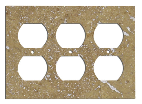 Noce Travertine Switch Plate 4 1/2 x 6 1/3 Honed 3-ROCKER Wall Cover
