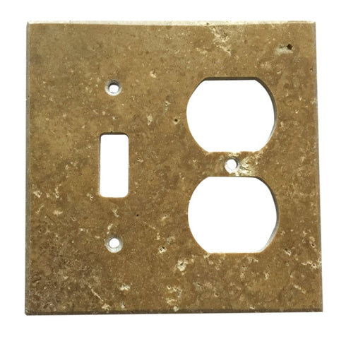 Noce Travertine Switch Plate 4 1/2 x 4 1/2 Honed TOGGLE - ROCKER Wall Cover