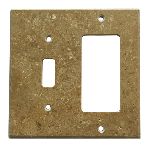 Noce Travertine Switch Plate 4 1/2 x 6 1/3 Honed DOUBLE TOGGLE - DUPLEX Wall Cover