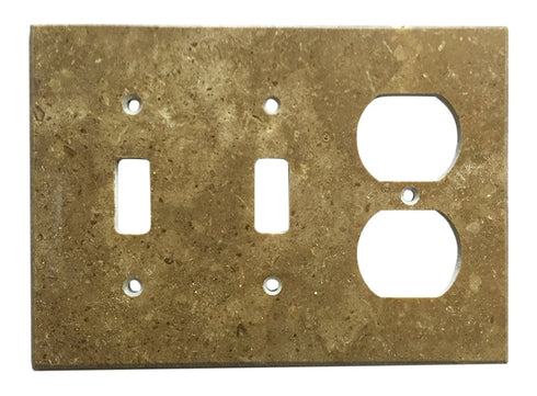 Noce Travertine Switch Plate 4 1/2 x 6 1/3 Honed DOUBLE TOGGLE - ROCKER Wall Cover