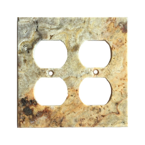 Scabos Travertine Switch Plate 4 1/2 x 4 1/2 Honed 2-ROCKER Wall Cover